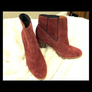 Red suede ankle booties